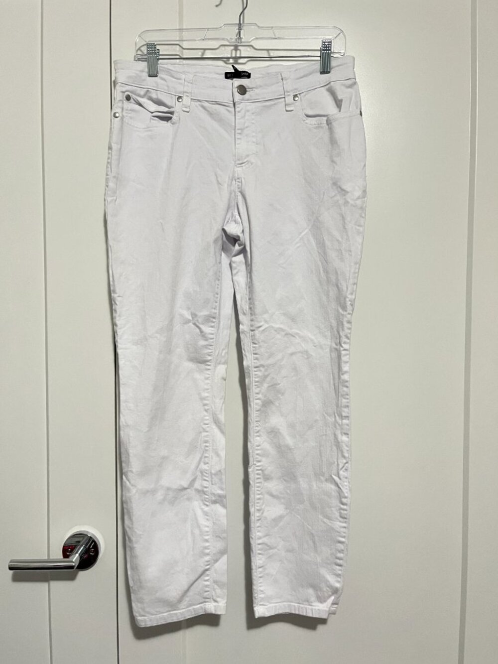 Eileen Fisher Size 10 White Straight Leg Denim Jeans